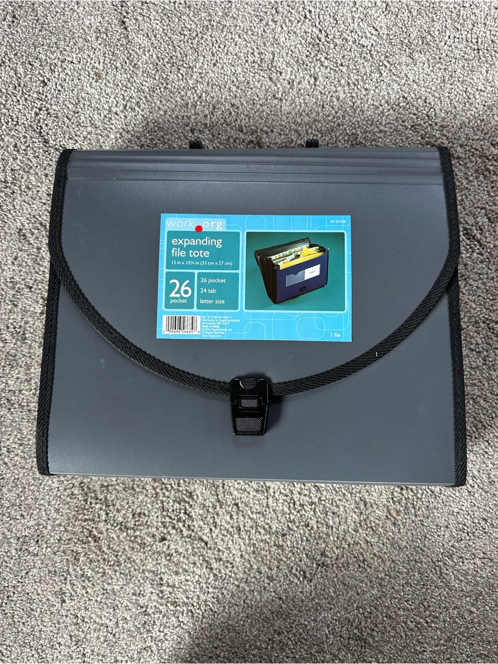 Gray Expanding File Tote - 26 Pocket